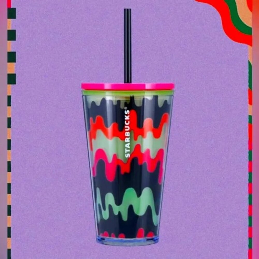 New Starbucks 2023 Halloween Glow in the Dark Drip cup with stickers